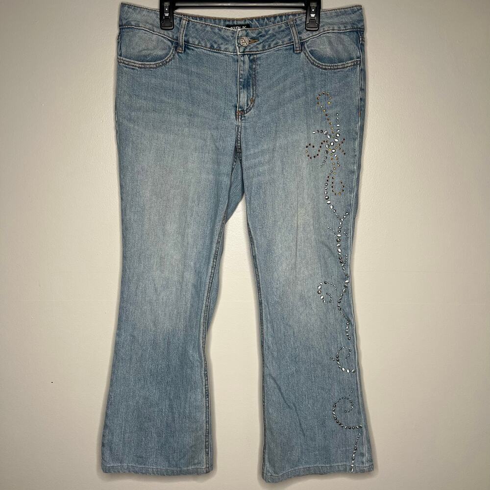 Allen B. By Allen Schwartz Beaded Flare Jeans Size 12 Stretch‎ 90s Y2K